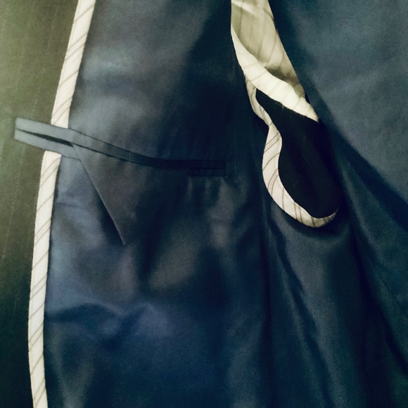 Banana Republic Mens Blue Striped Three Button Cotton Blazer Jacket Modern 40R - Picture 10 of 16